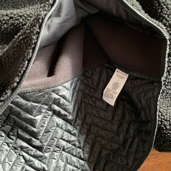 Athleta Cozy Sherpa Snap Sweatshirt Women’s Black Fleece Pullover NWT Size Large - Picture 9 of 12
